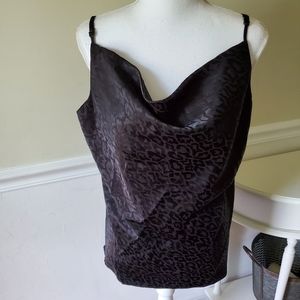 NWT Macy's Floral & Ivy Black on black Animal Print Cowl Neck Tank Size Medium